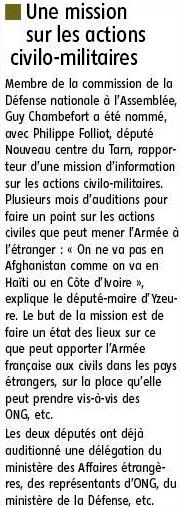 Mission sur les actions civilo-militaires