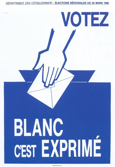 1992 Affiche Gerard Gautier Votez Blanc c_est Exprime