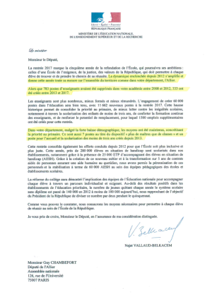 Lettre de Najat Vallaud Belkacem